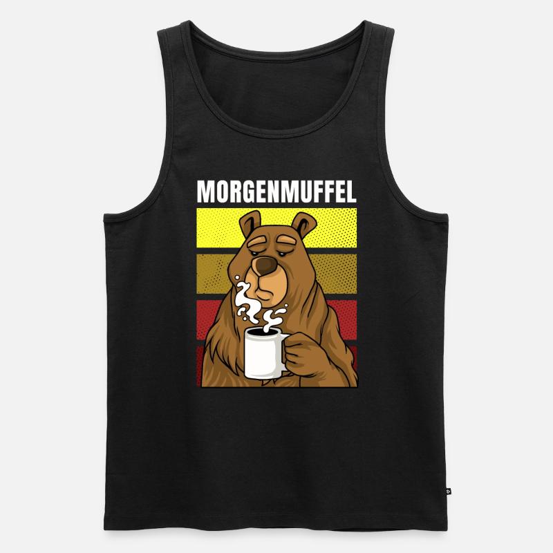 Morgenmuffel Bär mit Kaffee - Männer Premium Bio Tank Top - Schwarz