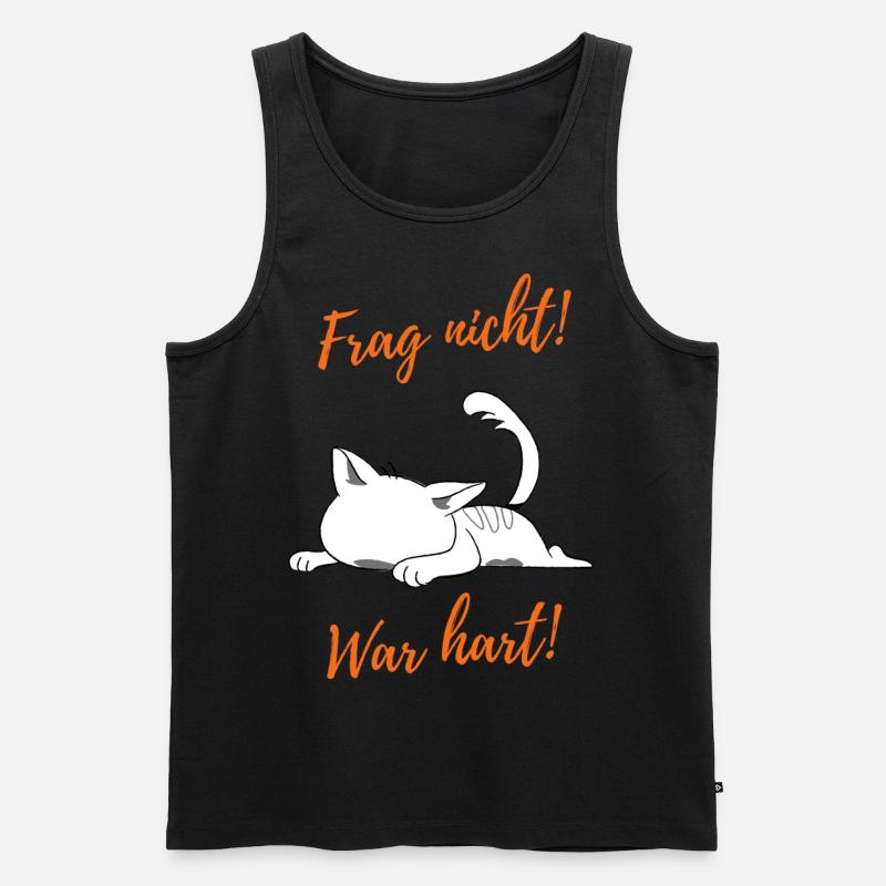 Frage nicht! War hart! - Männer Premium Bio Tank Top - Schwarz