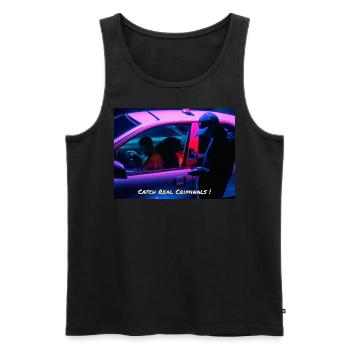 "Catch Real Criminals IV" Automotive Tuning Design - Männer Premium Bio Tank Top - Schwarz - Vorne - Michal (187cm)