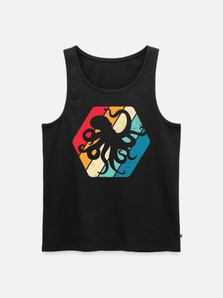 Octopus Octopus Ocean Sea Retro - Men's Premium Organic Tank Top - black