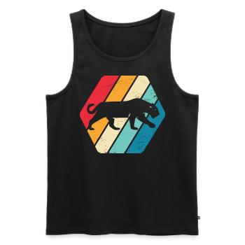 Panther Leopard Jaguar Großkatze Natur Retro - Männer Premium Bio Tank Top - Schwarz - Vorne - AI Model Male 178 light (178cm)
