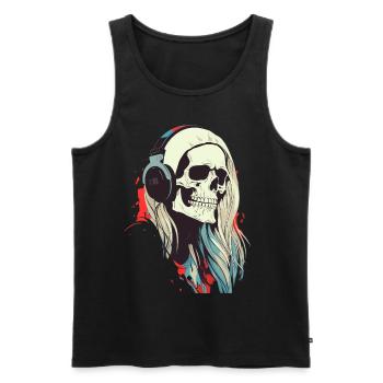 Colorful hairy retro czacha with popfan earphone - Men's Premium Organic Tank Top - black - Front - Michal (187cm)