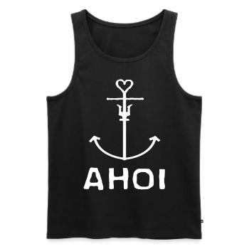 Ahoi Anker Herz Gruß Norddeutschland Hamburg Küste - Männer Premium Bio Tank Top - Schwarz - Vorne - Michal (187cm)