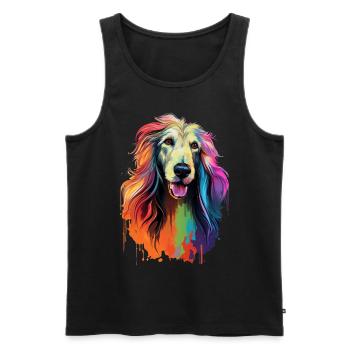 Colorful Afghan Afghan Hound Dog - Men's Premium Organic Tank Top - black - Front - Michal (187cm)
