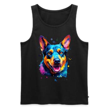 bunter Australian Cattle Dog - bunte Hunde - Männer Premium Bio Tank Top - Schwarz - Vorne - Michal (187cm)