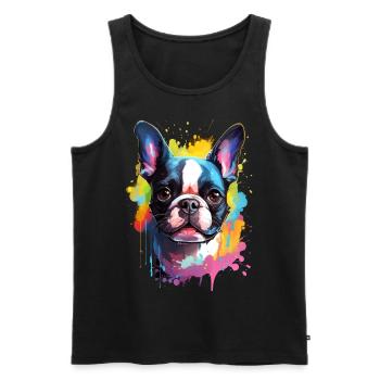 bunter Boston Terrier - bunte Hunde - Männer Premium Bio Tank Top - Schwarz - Vorne - AI Model Male 178 light (178cm)