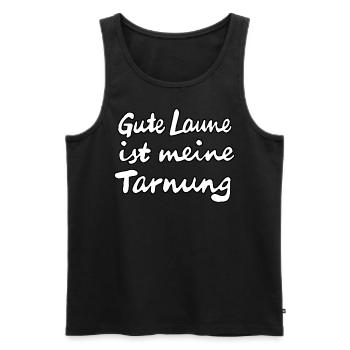 Gute Laune ist meine Tarnung - Männer Premium Bio Tank Top - Schwarz - Vorne - Michal (187cm)