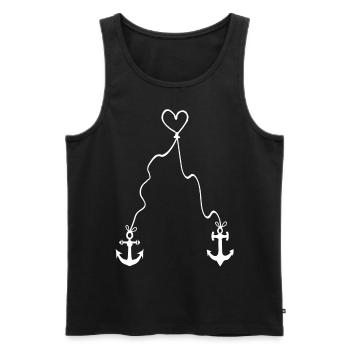 Anchor with heart on rope - infinite love - Men's Premium Organic Tank Top - black - Front - AI Model Male 178 light (178cm)