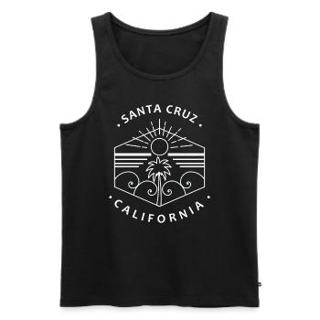 Conception de chemise Santa Cruz Californie - Débardeur bio Premium Homme - noir - Devant - AI Model Male 178 light (178cm)