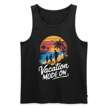 Father and 2 sons football holiday beach vintage - Men's Premium Organic Tank Top - black - Front - Michal (187cm)