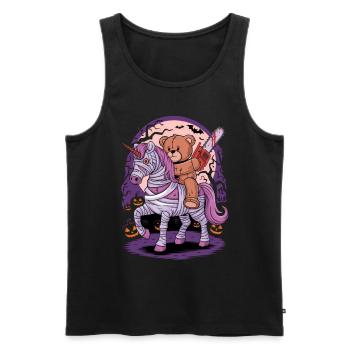 Halloween Teddy Bear Unicorn Chainsaw - Men's Premium Organic Tank Top - black - Front - Michal (187cm)