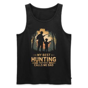 Père Fils Chasse Chasse Fête des pères - Débardeur bio Premium Homme - noir - Devant - AI Model Male 178 light (178cm)