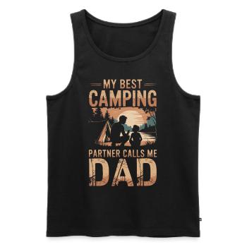 Père et fils camping camping randonnée vintage - Débardeur bio Premium Homme - noir - Devant - AI Model Male 178 light (178cm)