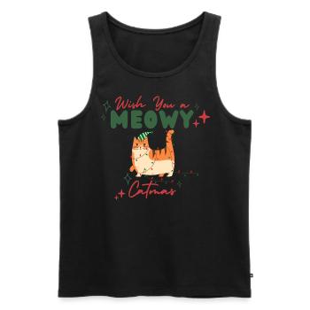 Lustiges Katzen Weihnachten Design - Meowy Catmas - Männer Premium Bio Tank Top - Schwarz - Vorne - Michal (187cm)