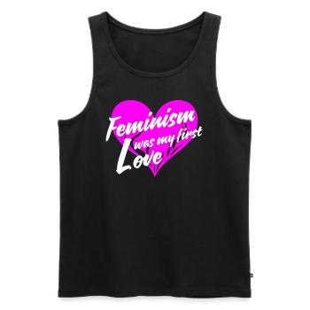 feminism was my first love - Men's Premium Organic Tank Top - black - Front - Michal (187cm)