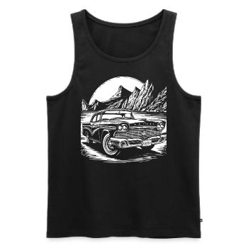 Vintage Classic Car Shirt – Retro Auto T-Shirt - Men's Premium Organic Tank Top - black - Front - AI Model Male 178 light (178cm)