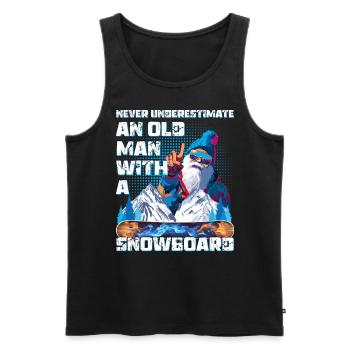 Ne sous-estimez jamais un vieil homme avec un snowboard - Débardeur bio Premium Homme - noir - Devant - AI Model Male 178 light (178cm)