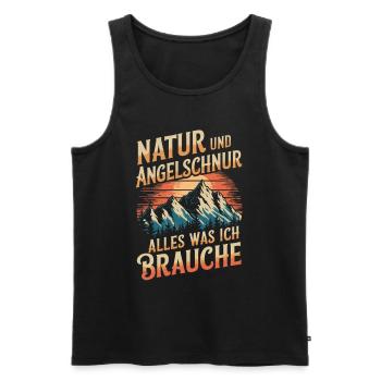 Angeln Fischen in der Natur lustiger Spruch - Männer Premium Bio Tank Top - Schwarz - Vorne - Michal (187cm)