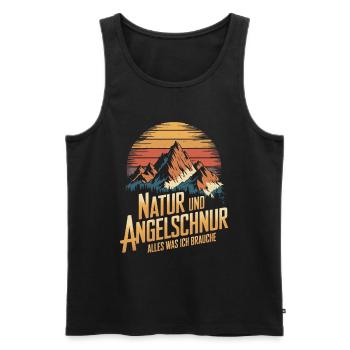 Angeln Fischen in der Natur lustiger Spruch - Männer Premium Bio Tank Top - Schwarz - Vorne - Michal (187cm)