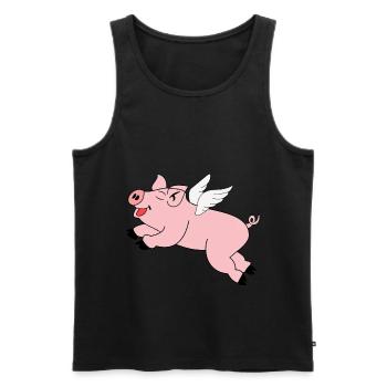 Pig Flying Gift - Men's Premium Organic Tank Top - black - Front - Michal (187cm)
