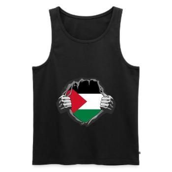 Free Palestine Palestinian Palestine T-Shirt - Men's Premium Organic Tank Top - black - Front - AI Model Male 178 light (178cm)