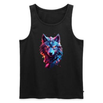 Wolf - Men's Premium Organic Tank Top - black - Front - Michal (187cm)