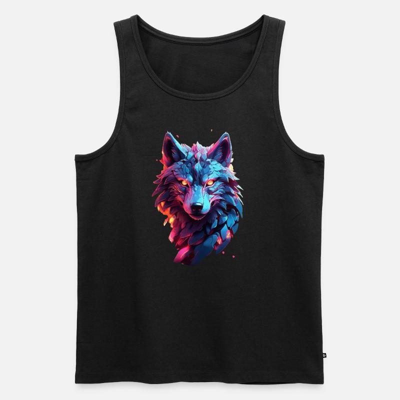 Wolf - Männer Premium Bio Tank Top - Schwarz