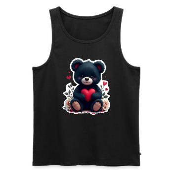 Black Teddy with Heart - Men's Premium Organic Tank Top - black - Front - Michal (187cm)