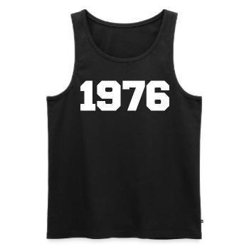 1976 Année de naissance Anniversaire Année Collegestyle - Débardeur bio Premium Homme - noir - Devant - AI Model Male 178 light (178cm)