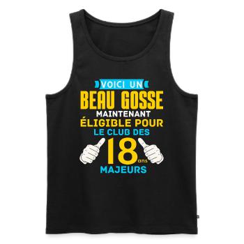 Anniversaire 18 ans Garçon Humoristique Beau Gosse - Débardeur bio Premium Homme - noir - Devant - Michal (187cm)