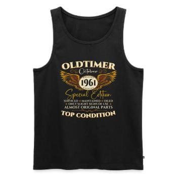 Oldtimer October 1961 61st birthday gift - Men's Premium Organic Tank Top - black - Front - Michal (187cm)