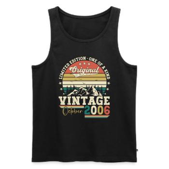 Original October 2006 16th Birthday Gift Cool - Men's Premium Organic Tank Top - black - Front - Michal (187cm)