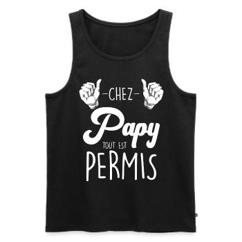 Mon Papy D'amour Papy Gâteau Citation Grand Père - Débardeur bio Premium Homme - noir - Devant - AI Model Male 178 light (178cm)