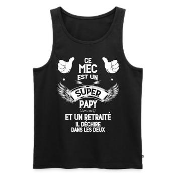Mon Papy est Ce Mec Qui Déchire - Débardeur bio Premium Homme - noir - Devant - AI Model Male 178 light (178cm)