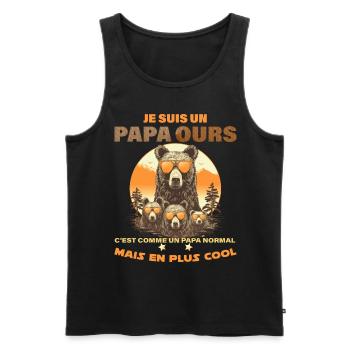 Papa Ours 3 Enfants Lunettes Cool - Débardeur bio Premium Homme - noir - Devant - Michal (187cm)