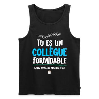 Citation Collègue Sympa Cadeau Homme - Débardeur bio Premium Homme - noir - Devant - Michal (187cm)