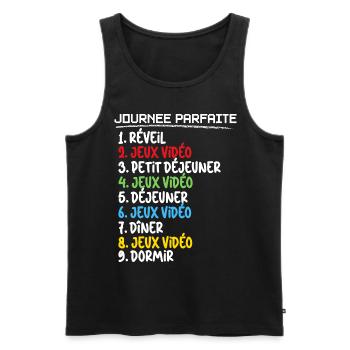 Journée parfaite Pour Un Gamer Jeux Vidéo - Débardeur bio Premium Homme - noir - Devant - Michal (187cm)