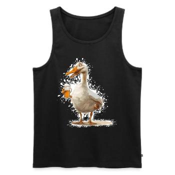 Goose Beer Funny - Men's Premium Organic Tank Top - black - Front - Michal (187cm)