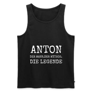 Anton Shirt Anton Der Mann Der Mythos Die Legende - Männer Premium Bio Tank Top - Schwarz - Vorne - Michal (187cm)