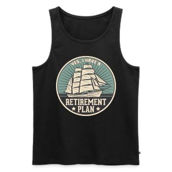 Sailing Retirement Plan Retired Sailor Sailboat - Men's Premium Organic Tank Top - black - Front - AI Model Male 178 light (178cm)