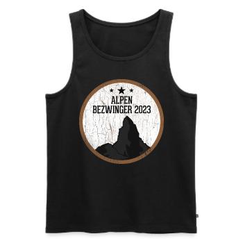 Alpenbezwinger 2023 Alpenüberquerung Finisher - Männer Premium Bio Tank Top - Schwarz - Vorne - Michal (187cm)