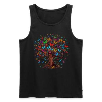 Papillon Arbre Papillons colorés Mouches - Débardeur bio Premium Homme - noir - Devant - Michal (187cm)