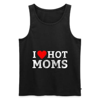 I Love Hot Moms - Funny Humor Saying T-Shirt - Männer Premium Bio Tank Top - Schwarz - Vorne - Michal (187cm)