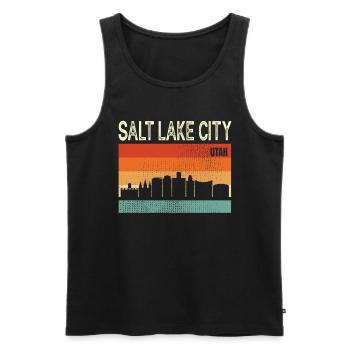 Salt Lake City Utah - Débardeur bio Premium Homme - noir - Devant - AI Model Male 178 light (178cm)