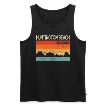 Huntington Beach Californie - Débardeur bio Premium Homme - noir - Devant - AI Model Male 178 light (178cm)