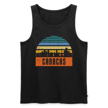 Caracas skyline - Men's Premium Organic Tank Top - black - Front - Michal (187cm)
