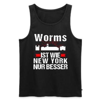 Worms Ist Wie New York Nur Besser - Männer Premium Bio Tank Top - Schwarz - Vorne - Michal (187cm)