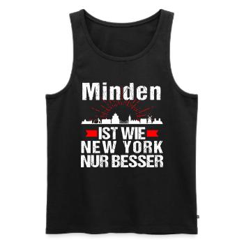 Minden Ist Wie New York Nur Besser - Männer Premium Bio Tank Top - Schwarz - Vorne - Michal (187cm)