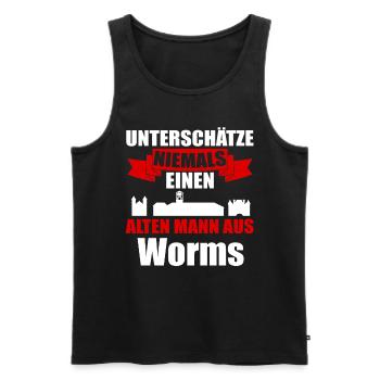 Unterschätze Niemals Einen Alten Mann Aus Worms - Männer Premium Bio Tank Top - Schwarz - Vorne - Michal (187cm)