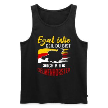 Egal Wie Geil Du Bist Ich Bin Delmenhorster - Männer Premium Bio Tank Top - Schwarz - Vorne - Michal (187cm)
